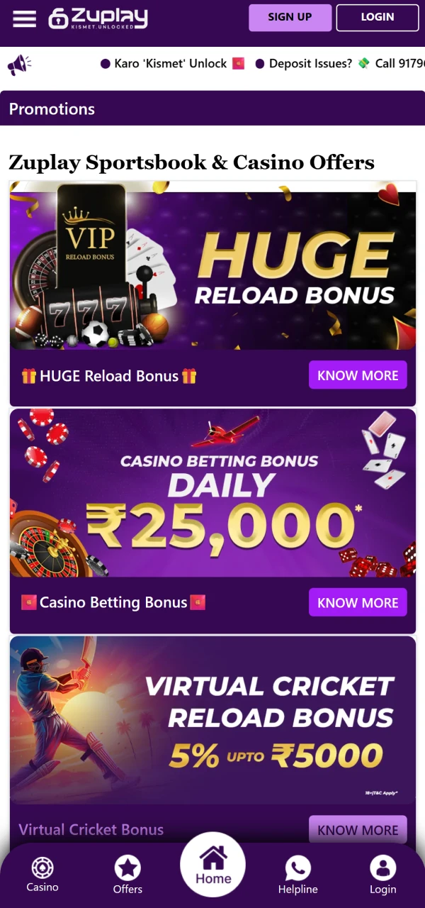 Check out available bonuses and promotions for new and regular players on the official Zuplay website.