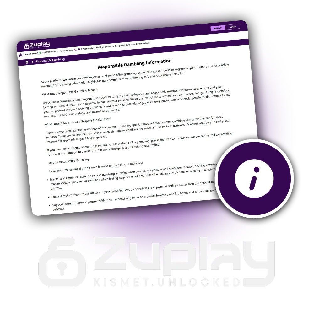 Zuplay casino promotes responsible gaming and player safety at all times.