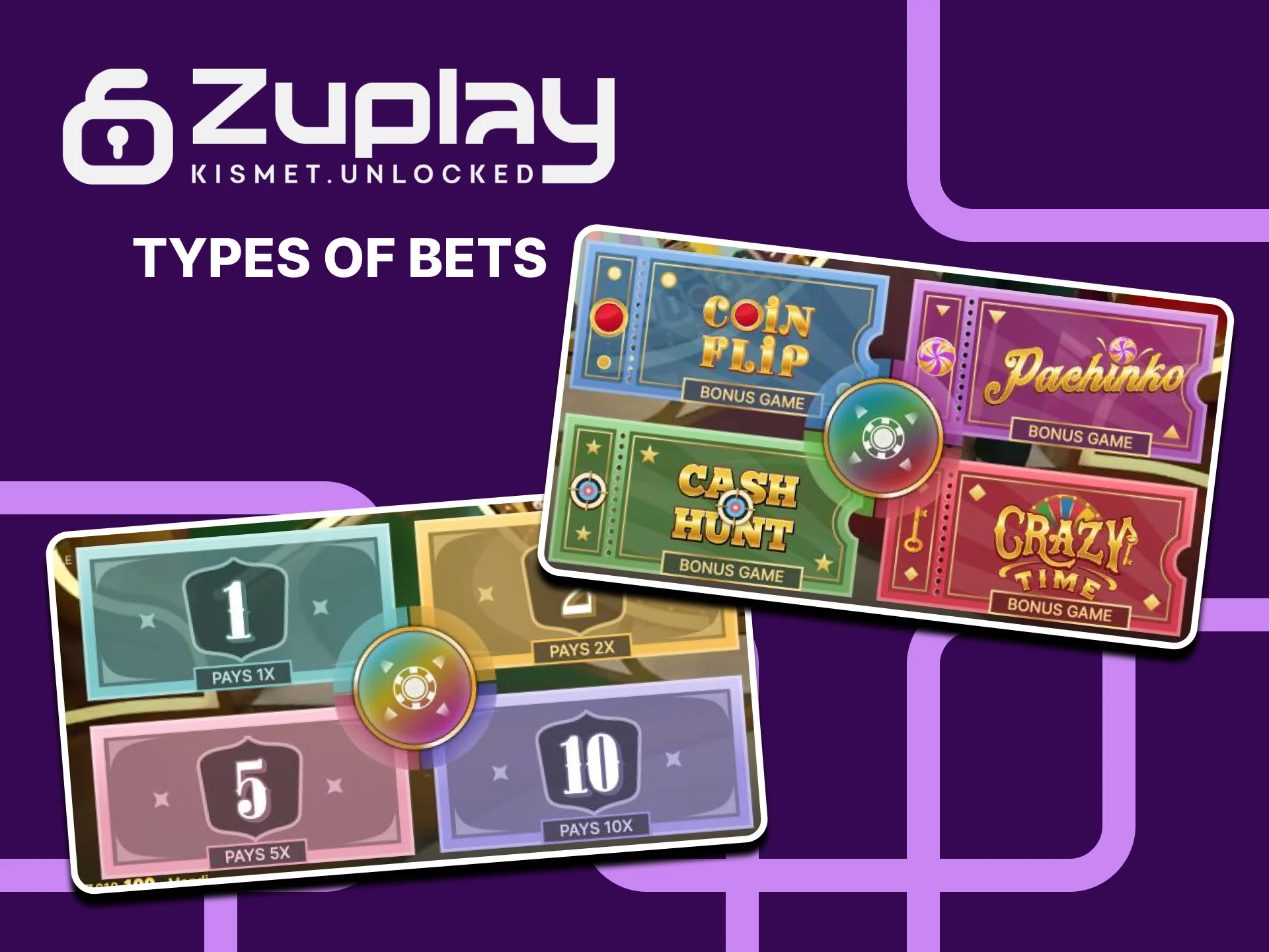 Place your bet on one of more fields and win big in Crazy Time at Zuplay.