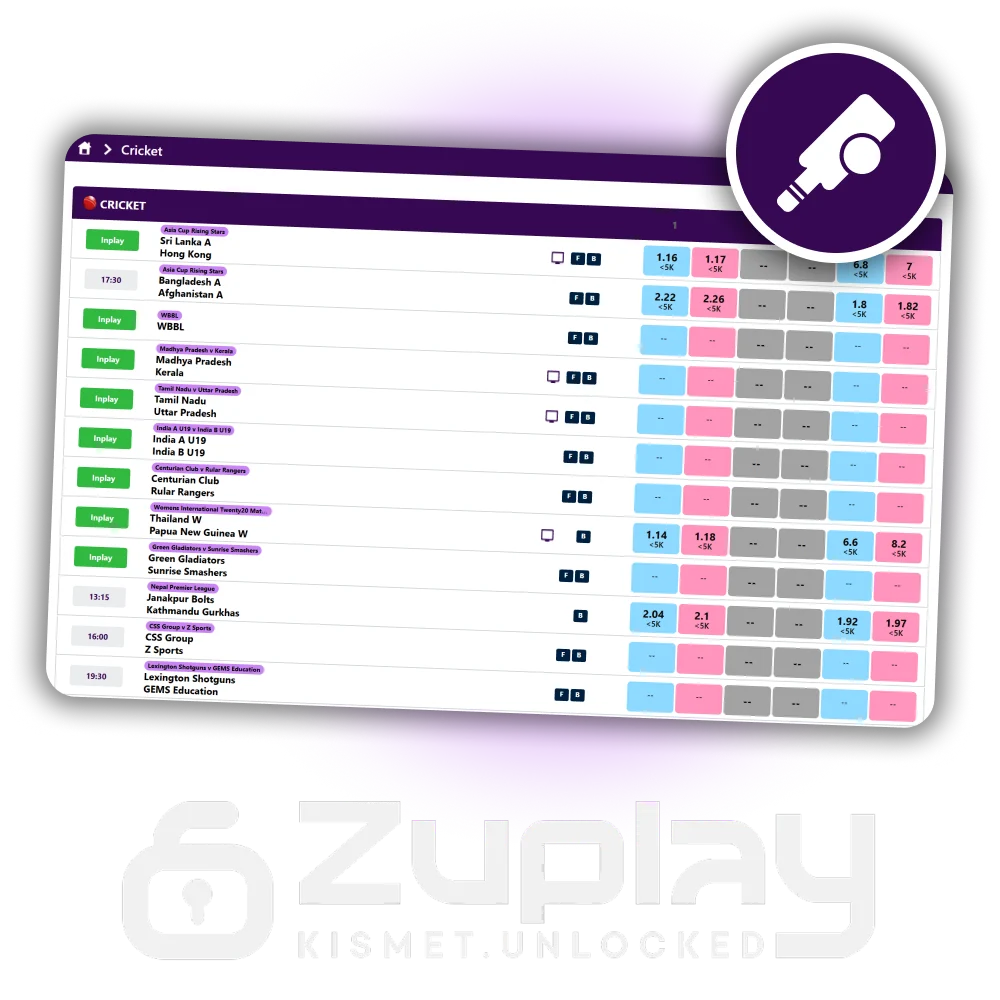 Watch your favourite cricket matches and bet at Zuplay.